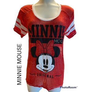 Minnie Mouse SZ L Red Casual T-Shirt By Disney